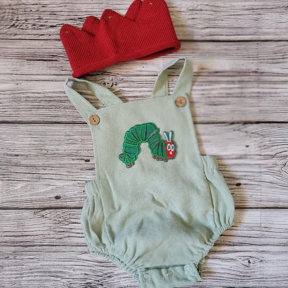The Very Hungry Caterpillar First Second Birthday Cake Smash Romper Crown Set - Picture 5 of 16